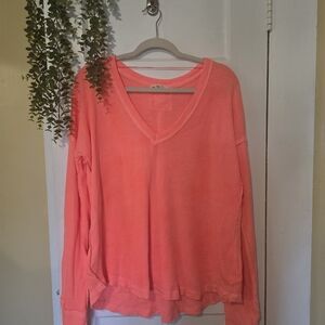 We The Free Bright Coral Knit Top